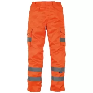 Yoko Mens Hi-Vis Cargo Trousers With Knee Pad Pockets (38in Long) (Orange) - Orange