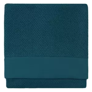 Textured Weave 100% Cotton 500gsm Bath Sheet, Blue - Furn