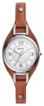 Fossil ES5214 Womens White Dial Brown Eco-Leather Strap Watch