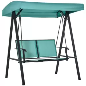 Outsunny 2 Seater Garden Swing Seat w/ Adjustable Tilting Canopy - Lake Blue