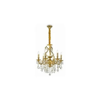 Ideal Lux Gioconda - 6 Light Crystal Chandelier Antique Gold Finish, E14