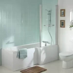 Tempo Cube L-Shaped Shower Bath 1700mm x 700mm/850mm Right Handed 0 Tap Hole - Ideal Standard
