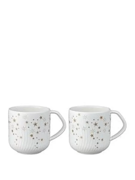 Porcelain Arc White Stars Set Of 2 Large Mugs