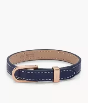 Fossil Women Heritage D-Link Blue Leather Strap Bracelet