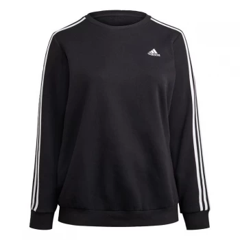 adidas Essentials 3-Stripes Fleece Sweatshirt (Plus Size) - Black / White