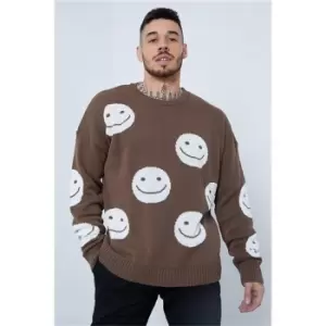 I Saw It First Taupe Smiley Face Jumper - Brown