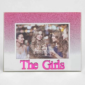 5" x 3.5" Pink Glitter Glass Frame - The Girls