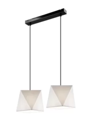 Carla Bar Pendant Ceiling Light, Fabric Shade White, 2x E27