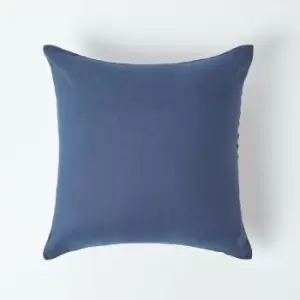 Navy Blue European Linen Pillowcase, 40 x 80cm - Blue - Homescapes