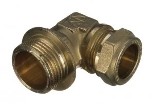 Wickes Brass Compression Male Iron Elbow - 15mm