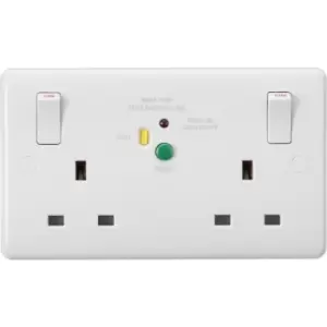 13A 2G DP RCD Switched Socket White - 30mA (Type A) 230V IP20