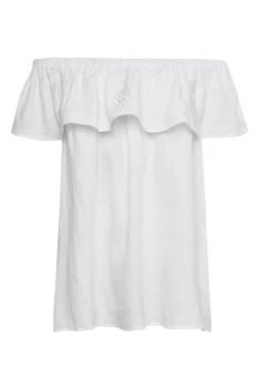 Great Plains Lagos Linen Cold Shoulder Top Optic White