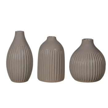 Sass & Belle Grooved Bud Vases Grey - Set of 3