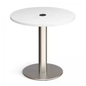 Monza circular dining table 800mm in white with central circular