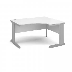 Vivo Right Hand Ergonomic Desk 1400mm - Silver Frame White Top