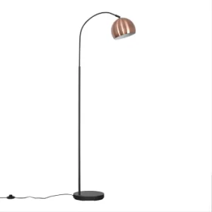 Curva Dark Grey Floor Lamp with Brushed Copper Arco Shade