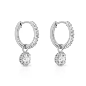 Diamonfire Silver Zirconia Brilliant Cut Pave Hoop Earrings