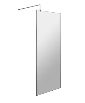 Nuie 760mm Wetroom Screen & Support Bar - Polished Chrome