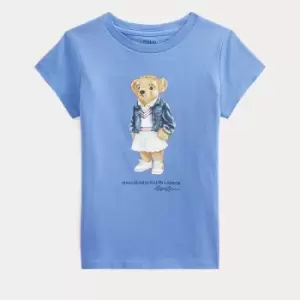 Ralph Lauren Girls Bear T-Shirt - Harbor Island Blue - 7 Years