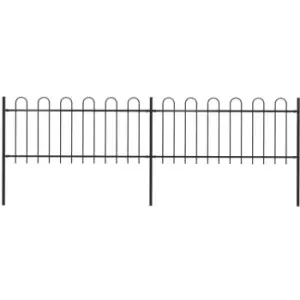 Garden Fence with Hoop Top Steel 3.4x0.8 m Black Vidaxl Black