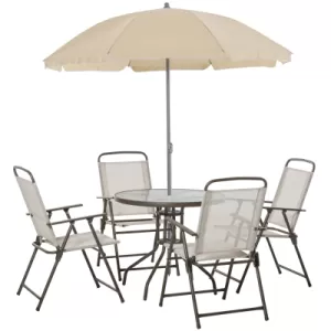 Outsunny 6 Pcs Bistro Set, Texteline-Black/Cream