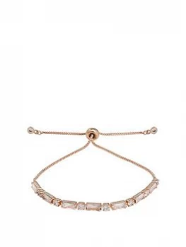 Jon Richard Rose Gold Plated Fine Baguette and Round Bracelet - pink