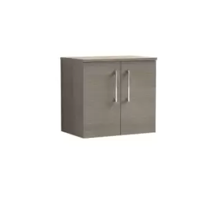 Nuie Arno 600mm Wall Hung 2 Door Vanity & Worktop Solace Oak