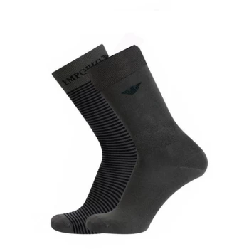 Emporio Armani 2 Pack Cotton Socks Dark Grey