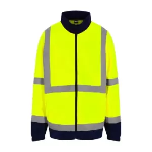 PRO RTX High Visibility Mens Full-Zip Fleece (S) (Yellow/Navy)