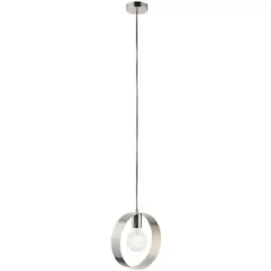 Hanging Ceiling Pendant Light Brushed Nickel Hoop Shade Industrial Chic Lamp