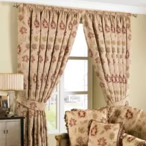 Paoletti Zurich Floral Jacquard Pencil Pleat Curtains (Pair) Polyester Champagne (168X183Cm)