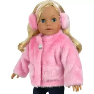 Teamson Kids - Sophia's - 18 Doll - Fur Coat & Earmuff Headband - Pink