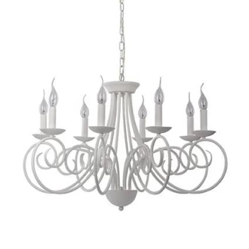 Sem 8 Light Chandelier Satin White Finish, E14