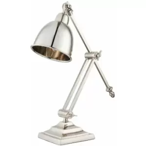 Adjustable Arm Table Lamp Polished Nickel Base Shade Bedside Feature Metal Light