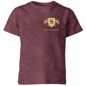 Harry Potter Slytherin Kids T-Shirt - Burgundy Acid Wash - 11-12 Years - Burgundy Acid Wash