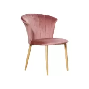 Elsa Velvet Upholstered Dining Chair Single - Pink - Pink