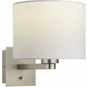 Loops - Wall Light Matt Nickel Plate & Vintage White Fabric 60W E27 gls e10271