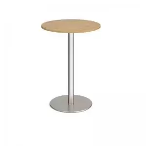 Monza circular poseur table with flat round brushed steel base 800mm -