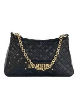 Love Moschino Womens Small Curve Quilt Bag In Black