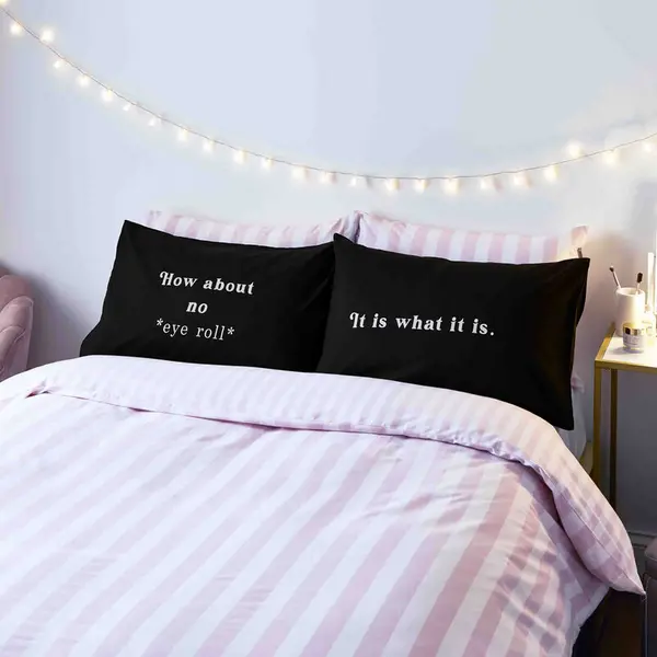 Sassy B - How About No Print Standard Pillow Case, Black, Pair