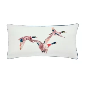 Joules Flying Mallards Cushion 30cm x 60cm, Chalk