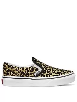 Vans Classic Slip-On Flocked Leopard Childrens Girl Trainers-Leopard, Leopard, Size 1