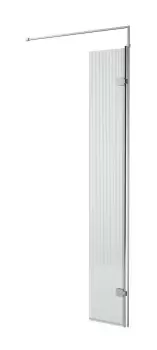 Nuie 300mm Fluted Hinged Screen With Bar - Polished Chrome