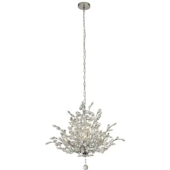 Searchlight Lighting - Searchlight Bouquet 7 Light Chrome Pendant, Crystal Glass