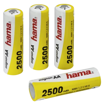 Hama Rechargeable NiHH Batteries, 4x AA (Mignon - HR 6) 2500 mAh/1.2 V