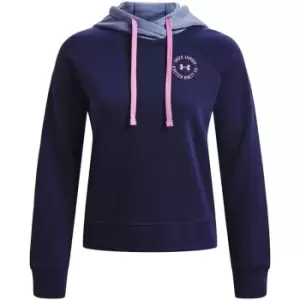 Under Armour Armour Rival Fleece Colour Block Hoodie Womens - Blue