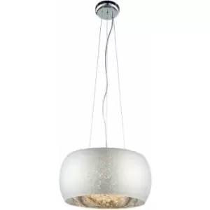 Loops - Ceiling Pendant Light Silver Effect & Clear Glass 5 x 28W G9 Dimmable