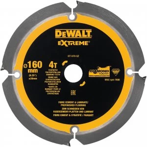 DEWALT PCD Fibre Cement Saw Blade 160mm 4T 20mm