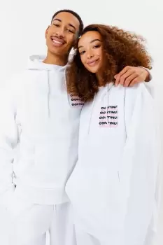 CONTINU8 White OVERSIZED PULLOVER HOODIE