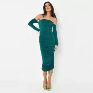 Missguided Bardot Slinky Bodycon Dress - Green